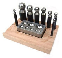 Load image into Gallery viewer, PARUU® 8 Pc Doming Punch and Block Set wooden stand st419 - PARUU INC
