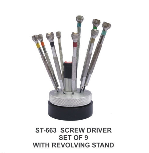 PARUU® 9 pc screw driver set with revolving stand light st663 - PARUU INC